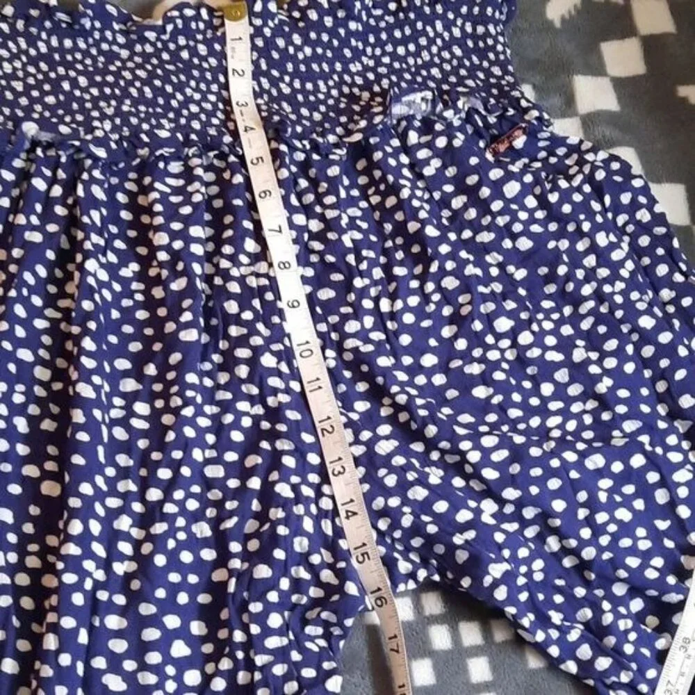 Raisins Curve NWT Navy White Elastic Ruffle Waistband Wide Leg Cover Up Pants 1X